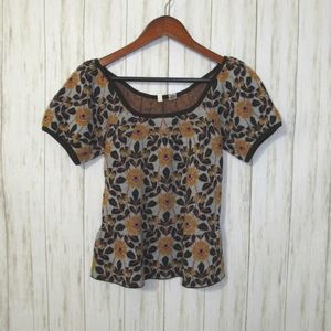 S Moth Anthropologie Floral Peplum Sweater